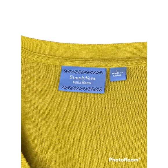 Simply Vera Vera Wang Women's Yellow V-Neck Button-Up Knitted Cardigan Size L - Picture 3 of 4